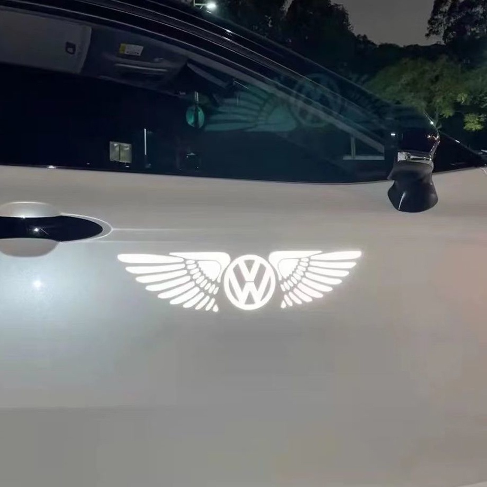 【Multi Merek Untuk Memilih】 Logo Sayap Stiker Mobil Reflektif Tinggi / Laser Sayap Reflektif Tinggi Peringatan Stiker Dekoratif Mobil Untuk Honda