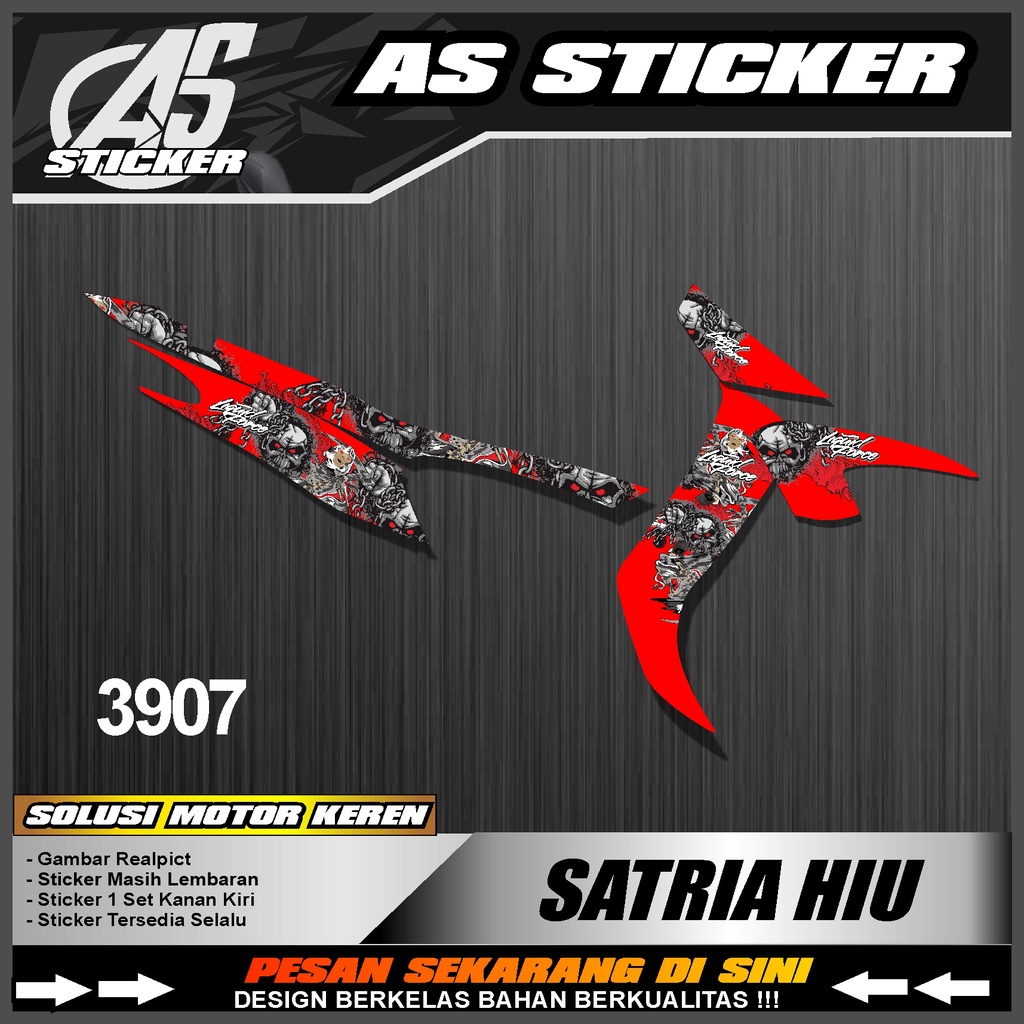 3907a Sticker Striping Satria Hiu Semifull Desain Skull Tengkorak Liquid Force