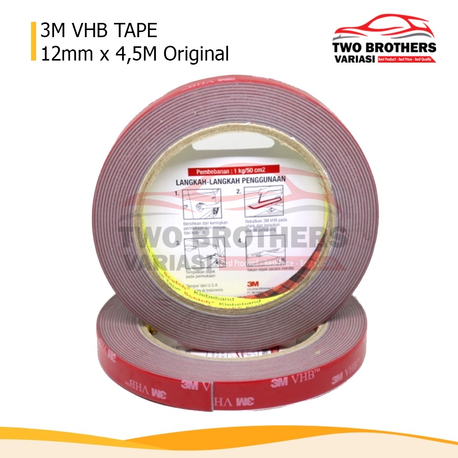 Double Tape 3M VHB 12 mm x 4.5 meter Asli Original