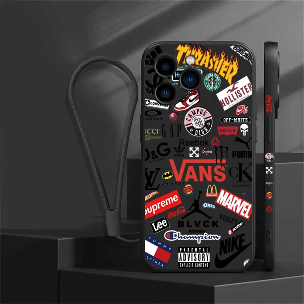 Case Motif Lukisan Label Besar Dengan Tali Gantung Samping Untuk IPhone 13 Pro Max 11 IPhone12 6 6S 7 8 Plus SE 2020