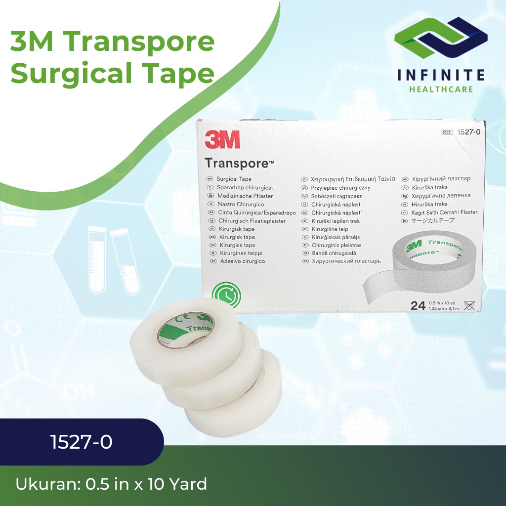 3M Transpore 1527-0 Skot Mata Transparan Eyelid Tape size 1.25cm x 9.1m Box isi 24 rol