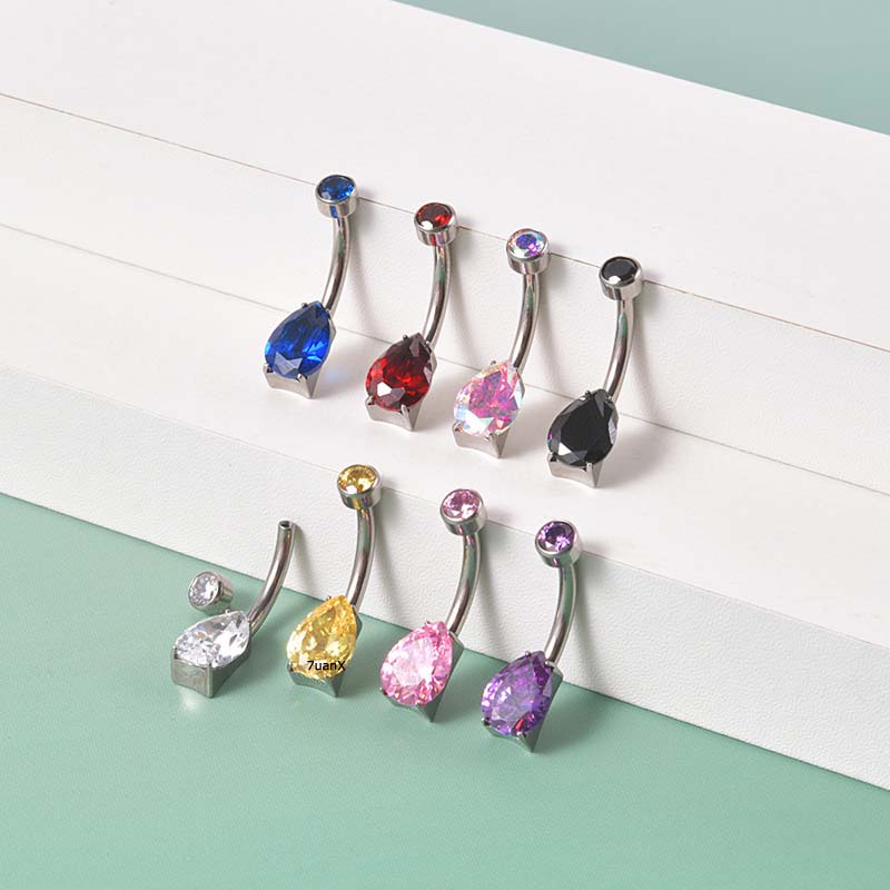 1pc Anting Tindik Perutpusar Hypoallergenic Bahan Titanium Steel G23 14Gauge Untuk Wanita