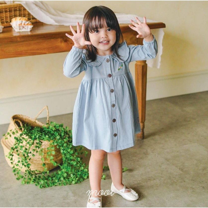 Mooi Sheena 8-12 Tahun Long Collar Dress Anak Perempuan CBKS