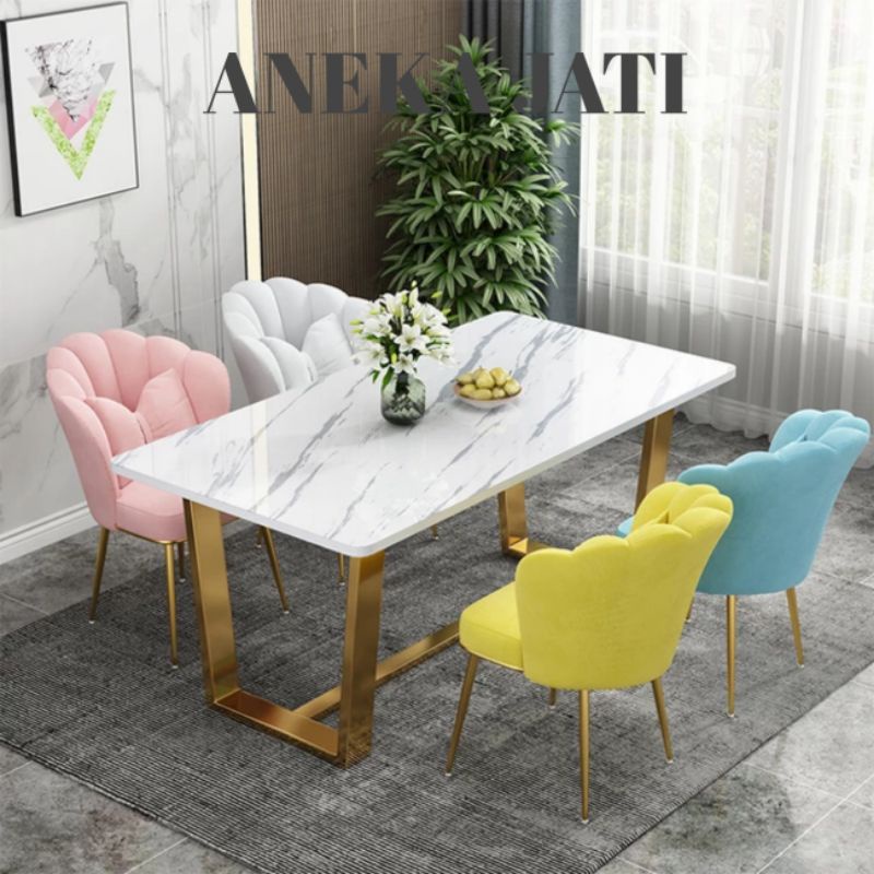 Jual Set Kursi Meja Makan Top Marmer Kaki Besi Kursi Makan Minimalis Dining Table Design Chairs