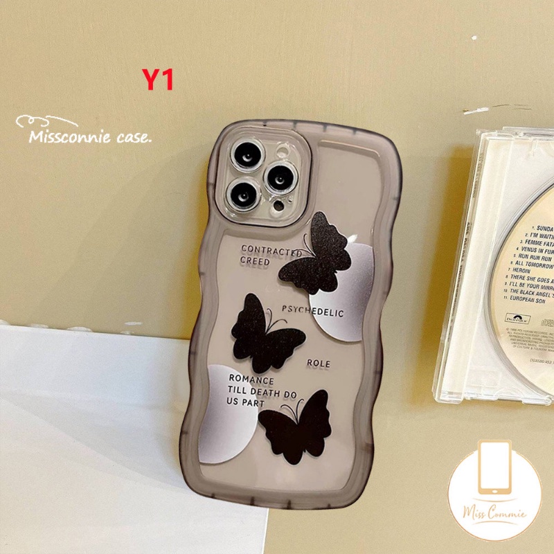 Cute Three Black Butterfly Soft Case Realme C15 C55 C53 10 9 Pro+8I C30 C33 C25 C25Y 7 7i 8 8Pro 5 5i 5s 6i C25s C12 C21Y C35 C1 C11 C20A C20 C3 Lucu Shockproof Wavy Edge Sarung