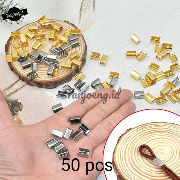 (50 Pcs) Jepit Tali Tanpa Lubang Klep Ujung Tali Masker Bahan DIY