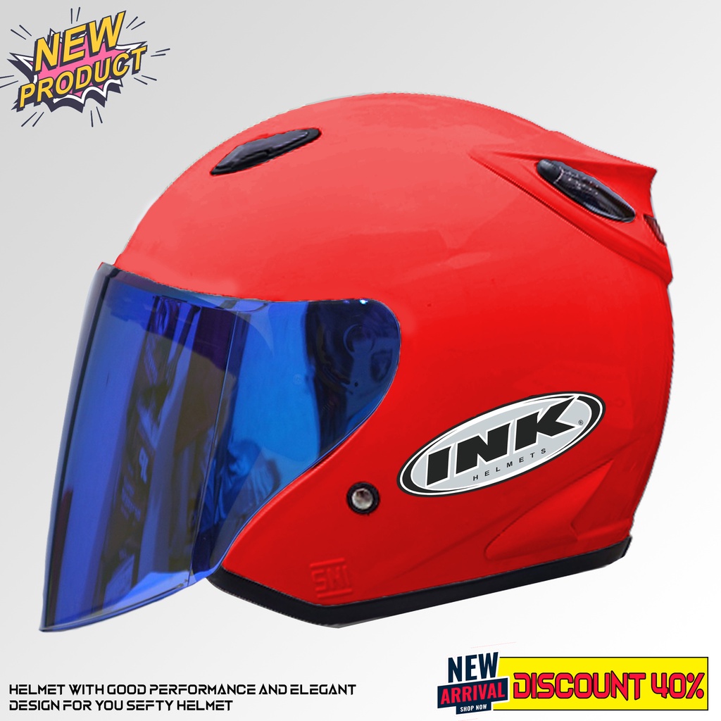 HELM INK CENTRO KW SOLID HITAM DOF UNTUK PRIA DAN WANITA DEWASA COD