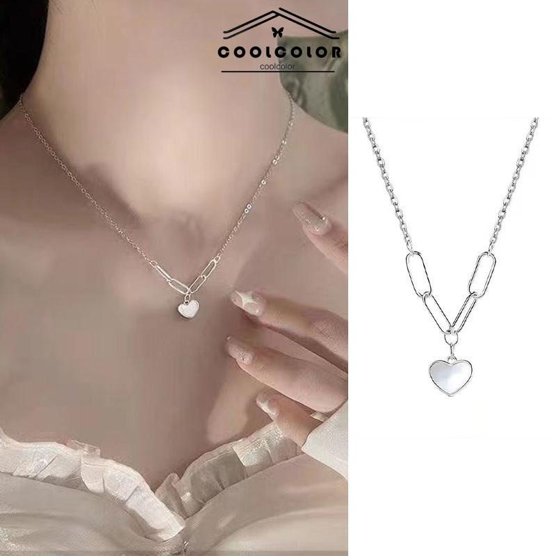 COD❤️Kalung Shell Love Necklace Wanita INS Cinta Cangkang Simulasi Mewah Tanpa Memudar Rantai Kerah Liontin Lembut Kelas Atas- cl