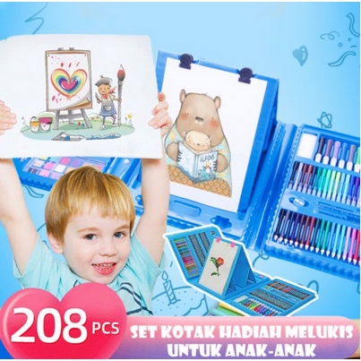 HOT DEALS Crayon Set 208 Pcs Pensil Warna Menggambar Mewarnai Melukis Anak-Anak Krayon Cat Cair