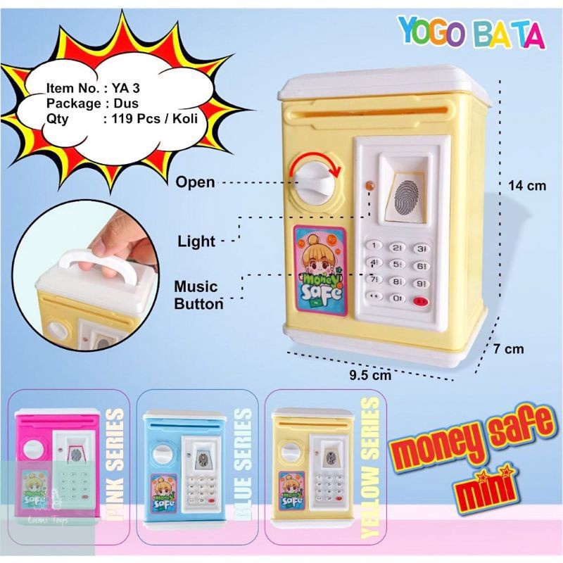 TERLARIS - Mainan Anak Money Safe Celengan Tabungan Mini Brankas YA3 /mainan menabung anak /mainan edukasi /mainan monotoring anak /kado mainan anak