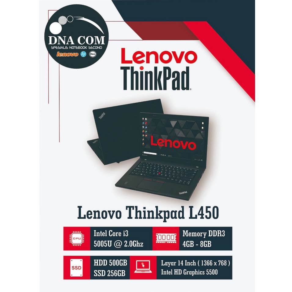 Lenovo Thinkpad L450 i3 Gen 5 | 4GB | SSD 128GB | Murah Aja