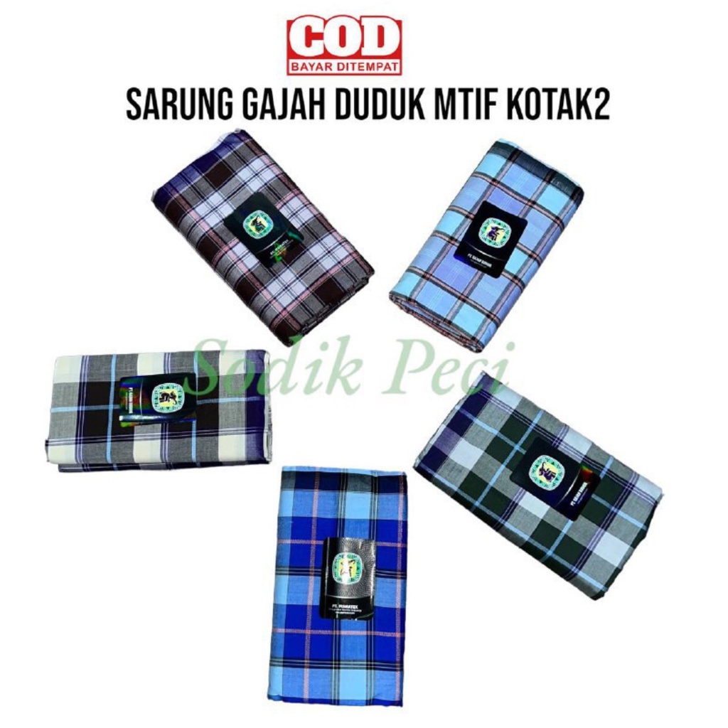 Sarung gajah duduk Tenun Santri Pria Muslim Dewasa Motif Mika Kotak