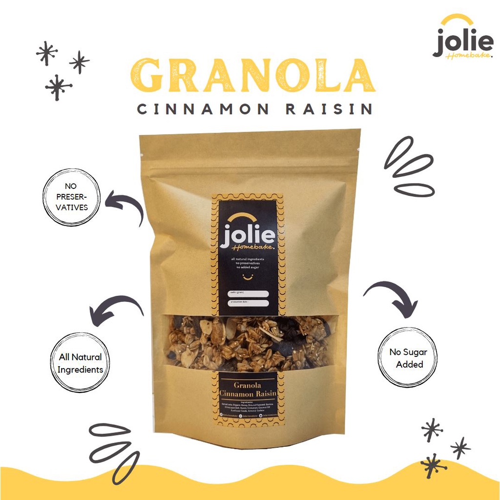 

Granola Cinnamon Raisin by Jolie Homebake - Kismis Kayu Manis 100 gram
