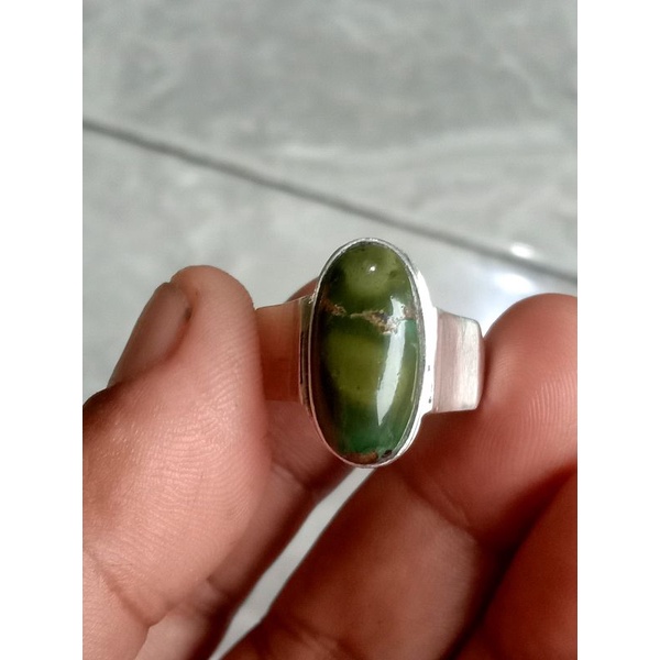 Natural batu pirus Persia hijau antik ring perak 925 jaminan batu asli