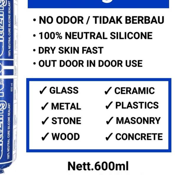 

SILICONE SEALANT SOSIS GLAZING N10 IKA - 600ml NEUTRAL 100% - Putih