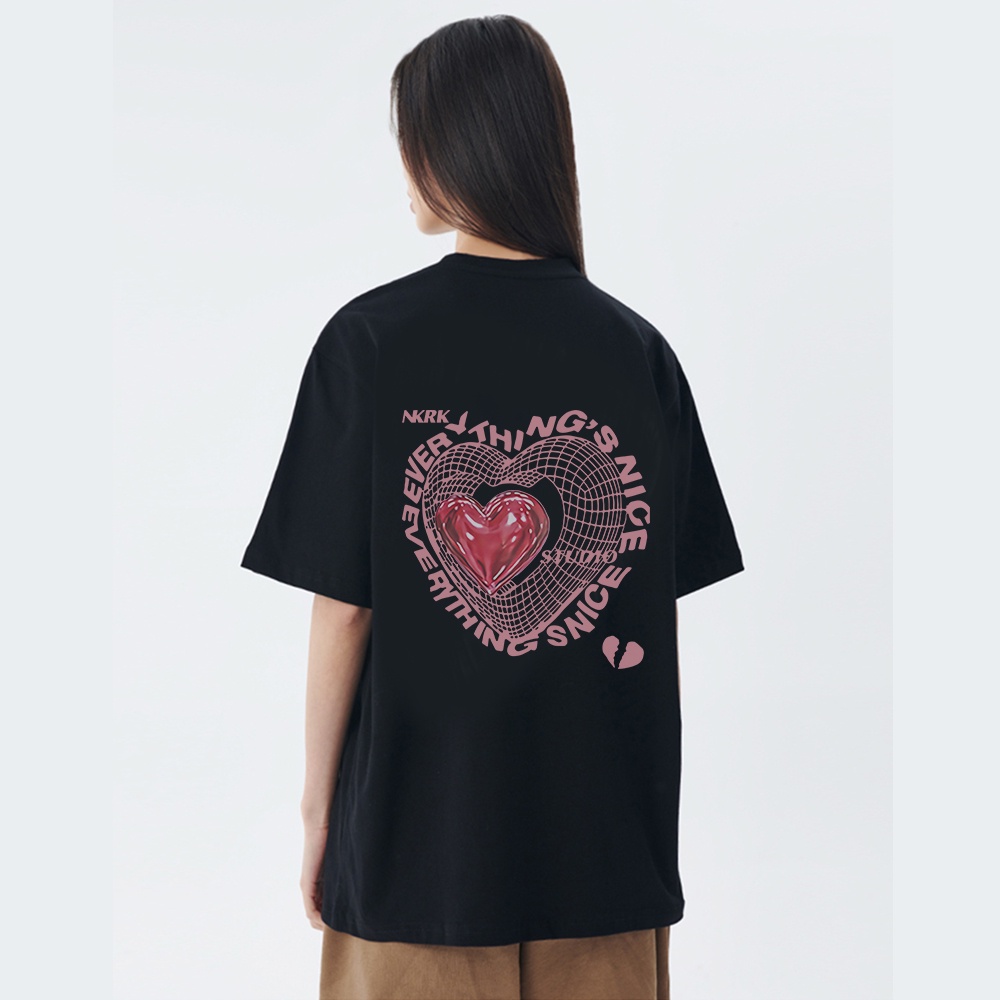 RDGF official shop atasan kaos cinta crewneck oversize pola cetak kaos couple