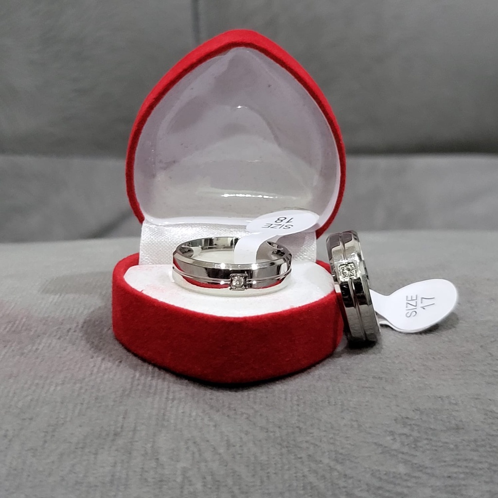 Cincin COUPLE pasangan Udah Dapat 2 Pcs + Box Cincin,LOVE FOREVER Stainless Steel Mata