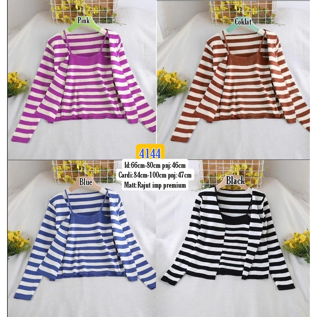 BLOUSE ROMPI 2IN1 PANJANG SALUR 4144/BAJU RAJUT KEKINIAN /  FASHION WANITA KOREA / BAJU MURAH IMPORT