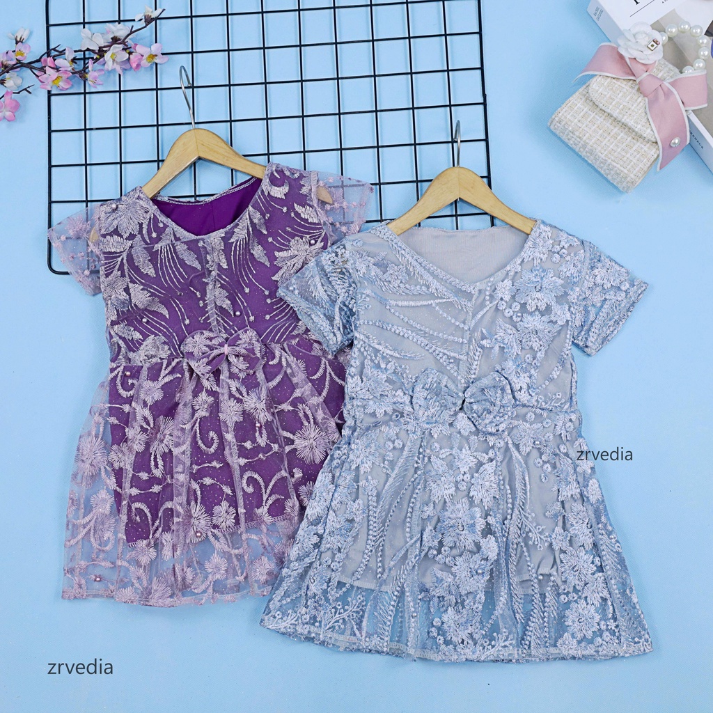 Dress Icha Brukat uk 1-2 Tahun / Gaun Brukat Pesta Baju Import Baby Cewek Dres Brokat Anak Perempuan