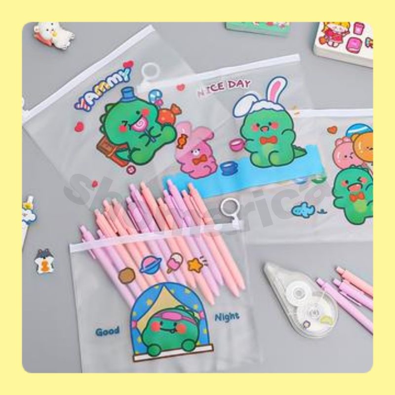 

Pouch Zip Lock Komestik Berbagai Motif / Pouch Transparan / Kotak Pensil Zip Lock / Map