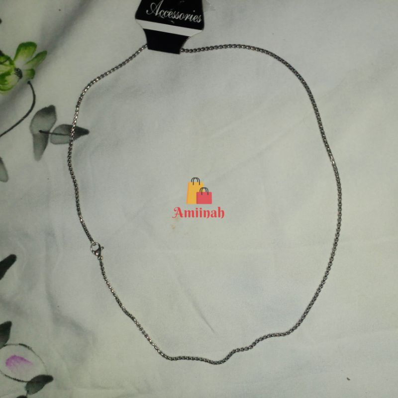 Kalung Titanium Model Rantai Pipih - Model Kalung Fuji Perak - Grosir Kalung Murah