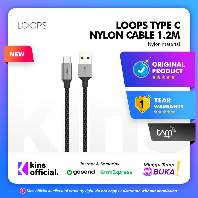 Loops Type C Nylon Cable 1.2M