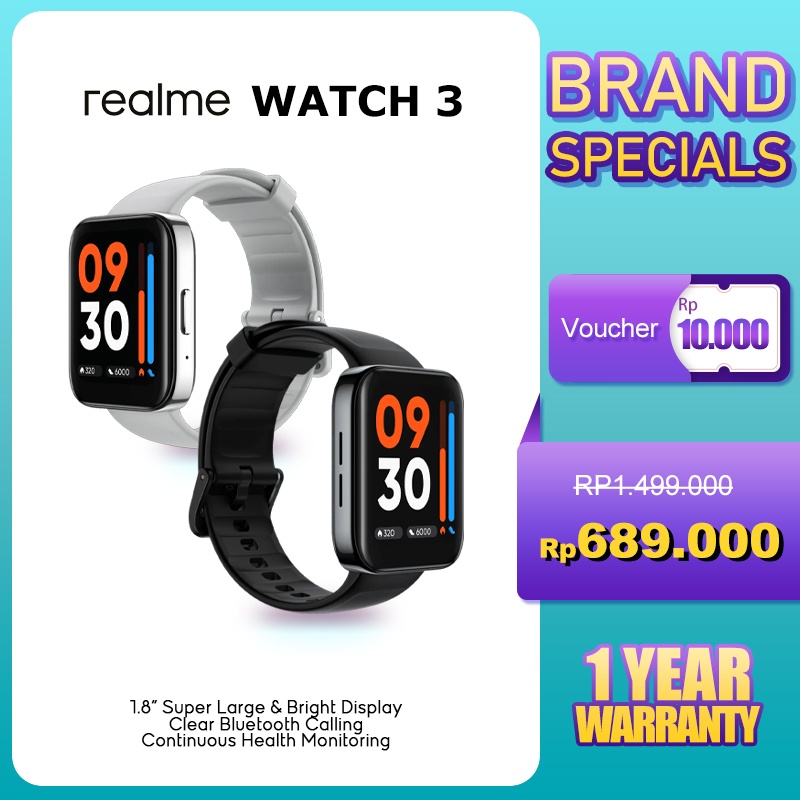 realme Watch 3 smartwatch 1.8 inch Large Color Display | Clear Bluetooth Calling | 110+ Sports Modes | Health Monitoring | 7-Day Battery Life