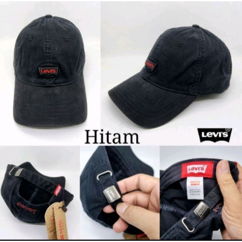 TOPI LEVIS HITAM POLOS ORIGINAL IMPORT