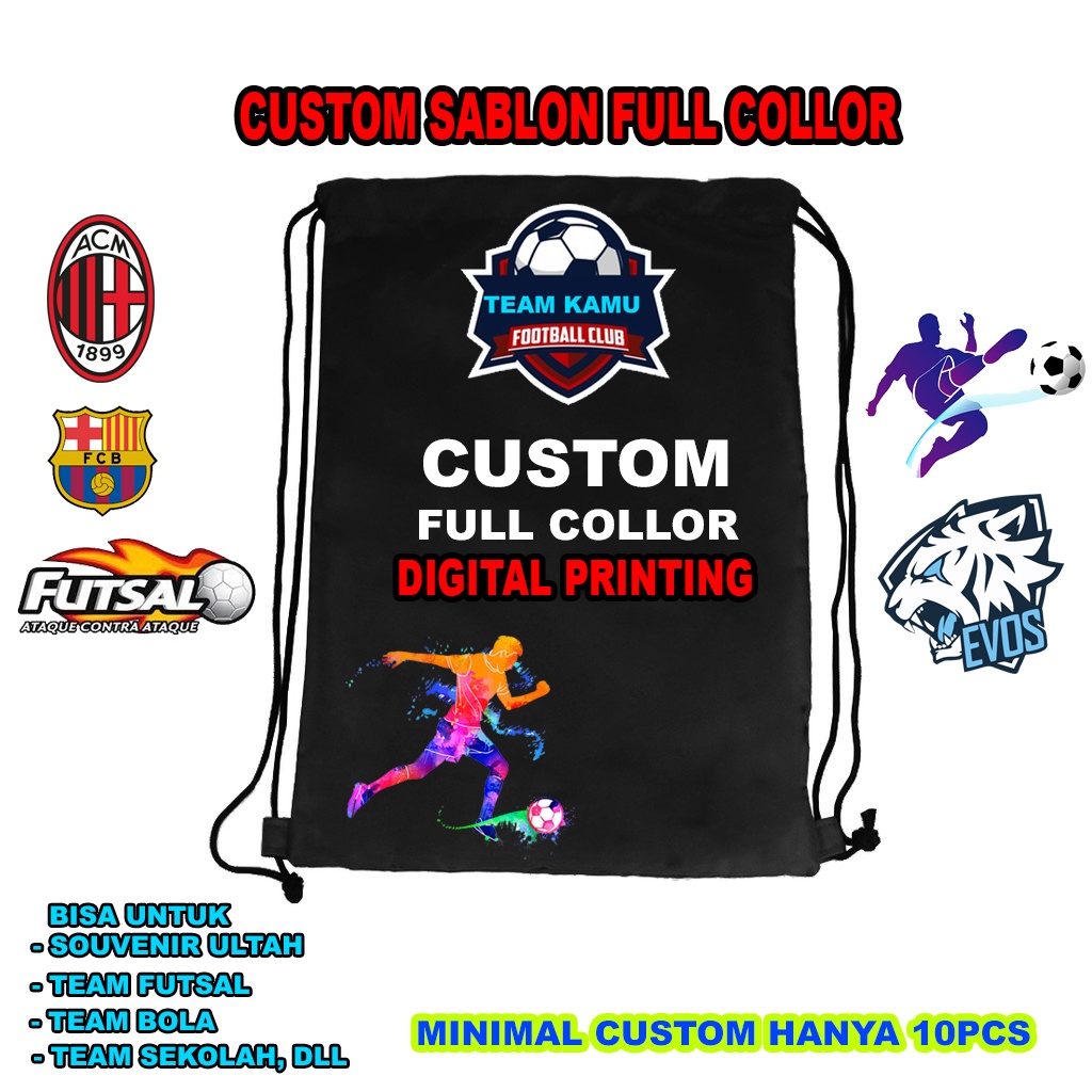 CUSTOM Tas Serut Fulsal Bola Ultah Souvenir Souvenir ulang tahun Tas sepatu custom