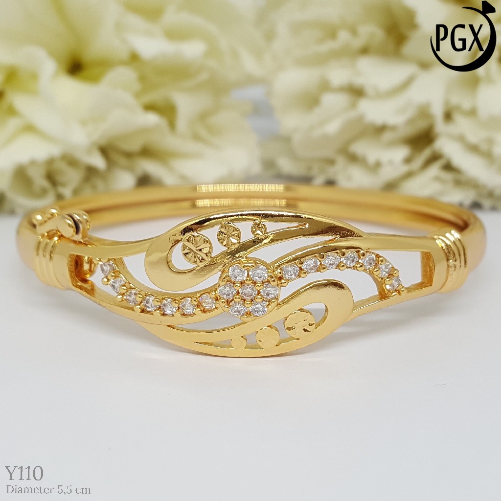 PGX Gelang Xuping Wanita Bangkok Bangle Aksesoris Perhiasan Lapis Emas - Y110