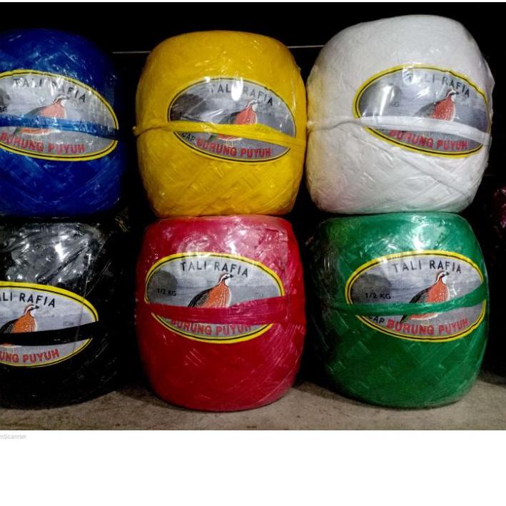 

㊦ Tali Rafia 500 gram cap Puyuh 500 Gram Warna Warni Merah Biru Hijau Hitam Putih Kuning 1/2 Kg ➱