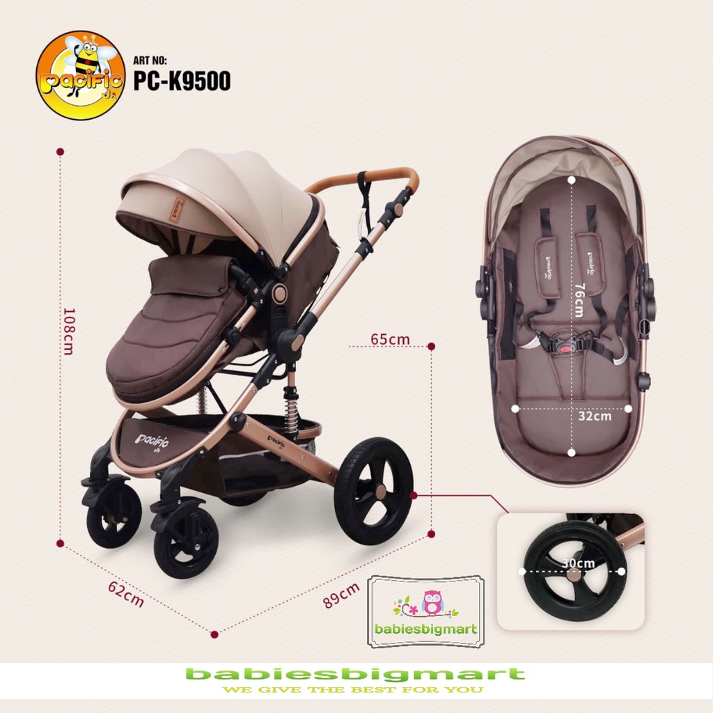 Stroller Pacific PC K 9500 Newborn Kereta Dorong Bayi Anak Hadap Depan Dan Belakang