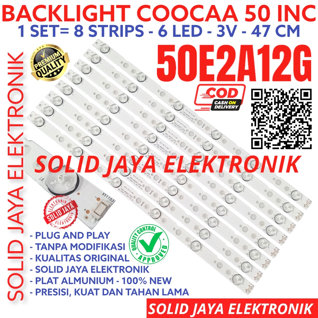 BACKLIGHT TV LED COOCAA 50 INC 50E2A12G 50E2A12 G LAMPU BL 6K KOKA COCA COKA KOCA 6LED 6KANCING 6 KANCING 3V 3 VOLT LAMPU BL 50INC 50INCH 50IN