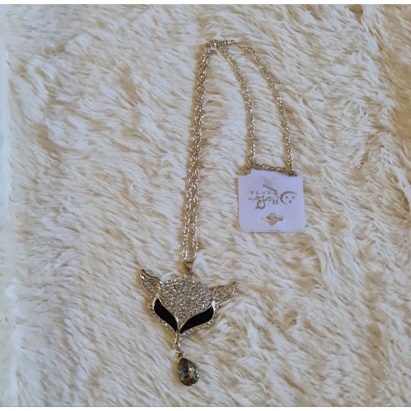 Sparkling Diamond Fox Necklace/Kalung/Aksesoris