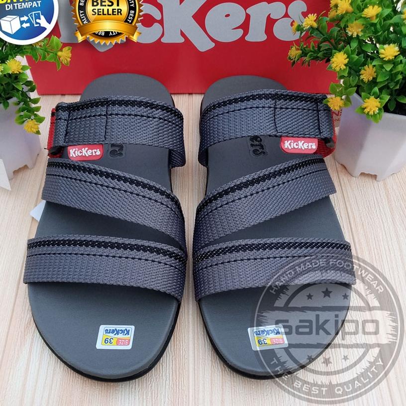 ¥ PROMO 4.4 MEGA SALE  SANDAL PRIA DEWASA SLIDE BISBAN RING ABU KICKERS MURAH / SAKIPO ↟