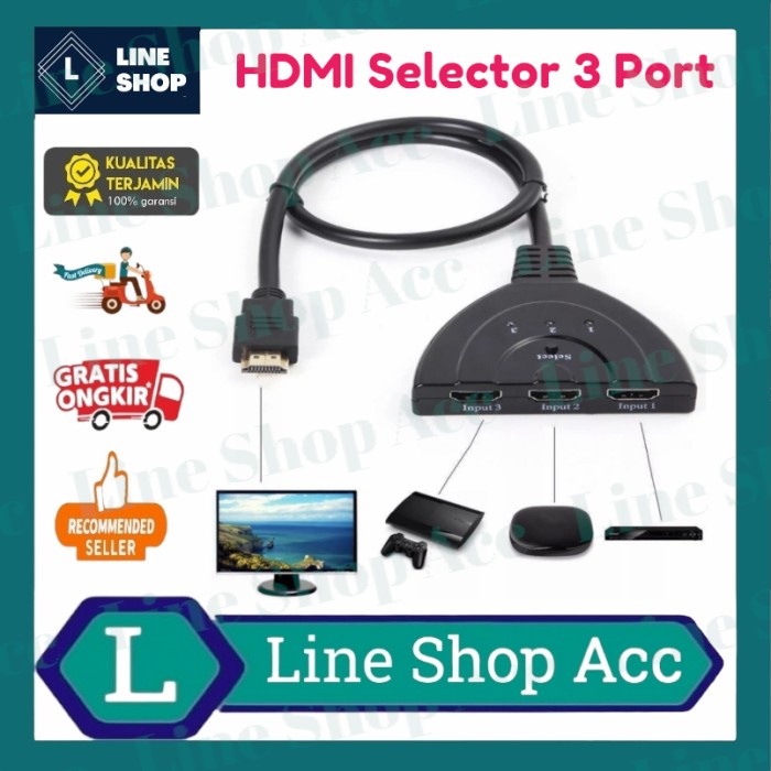 Kabel HDMI Switcher 3 Port / HDMI Splitter HDMI Selector 3 Port