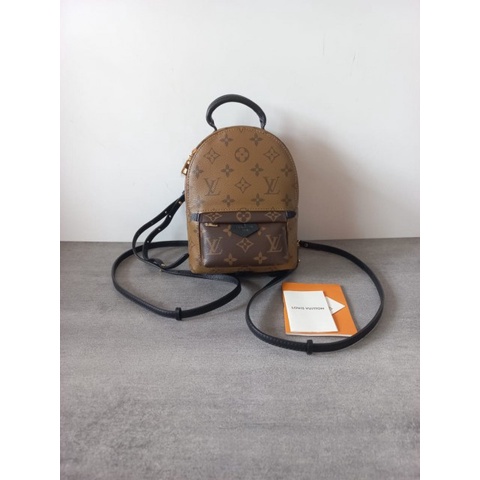 TAS RANSEL MINI LV PALM SPRING MINI MONOGRAM REVERSE CANVAS ORIGINAL WITH BOX