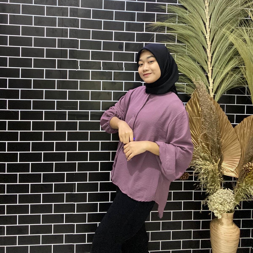 BEFAST - ZFF OOTD Blouse EDYA / Vella Blouse CRINCLE | Blouse Wanita / Blouse Kerja Wanita Casual / Pakaian kekinian Wanita Remaja / Blouse Polos Formal / Atasan Wanita Lengan Panjang / Fashion Remaja ABG Trendy