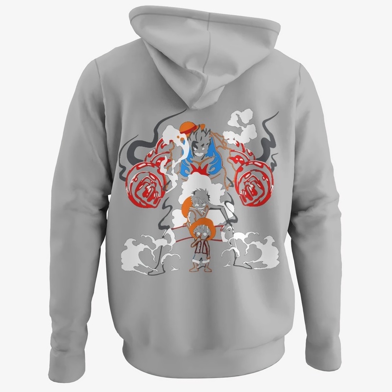 Hoodie Luffy Silluet Gear Anime Manga One Piece Premium Unisex