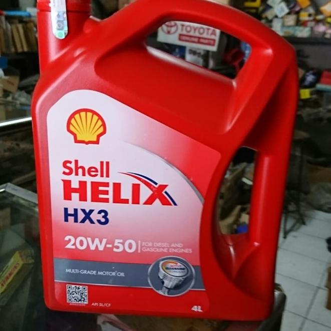 Oli Shell Helix HX3 20w 50 4 liter / 1 galon botol merah oli mobil