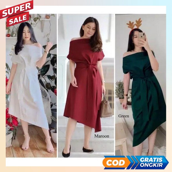 Dreea Bahan Tebal Adem Drese Perempuan Selutut Dres Cewe Kekinian Buju Sexsi Import Premium Pakaian 
