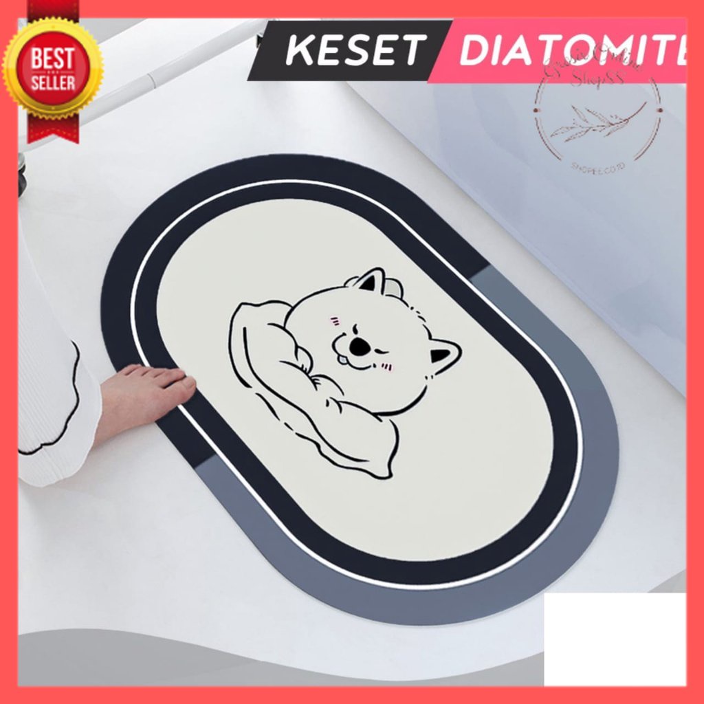 GOS - D108-   Keset DIATOMITE Bundar / Keset Batu Kamar Mandi - Keset Kaki Anti Bau Nyerap Air Anti Bakteri