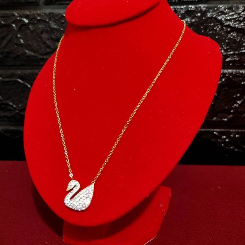 Kalung Titanium liontin angsa anti karat stainless steel