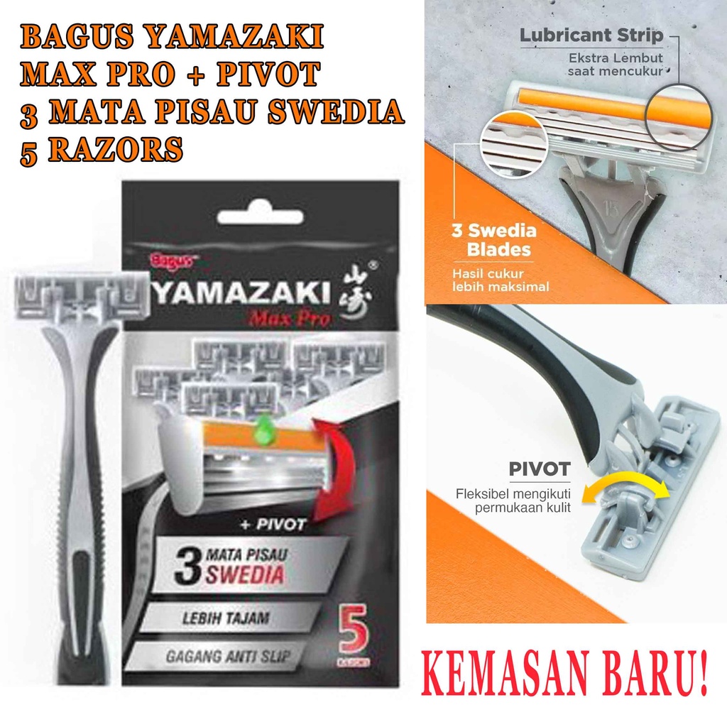 Bagus YAMAZAKI Max Pro / Nep Razor 3 Blades+Pivot / Alat Cukur / Isi 5pcs