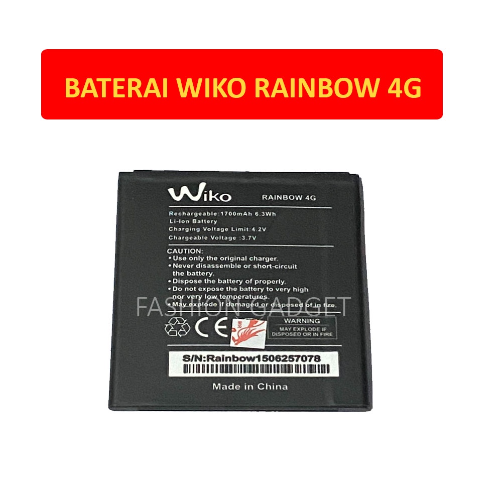 Baterai Wiko Rainbow 2000 mAh / Rainbow 4G 1700 mAh / Wiko Sunset 1500 mAh / Wiko Fizz 1800 mAh Wiko Battery Batu Batterai Batrei Batere Batre Untuk Hp Wiko