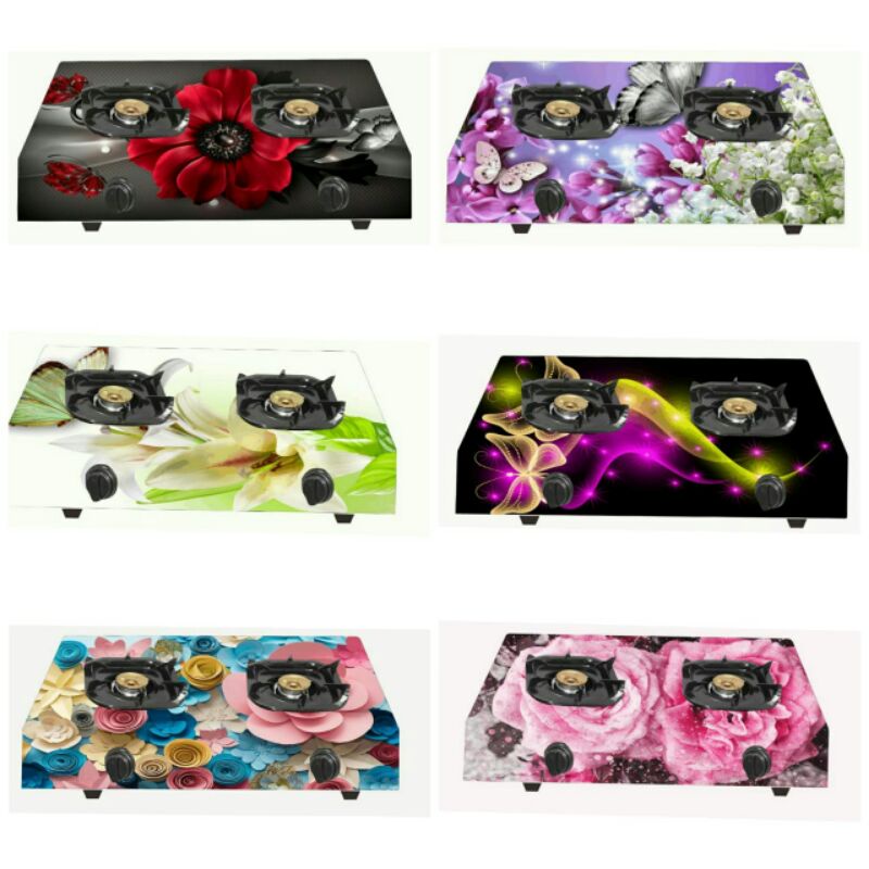 Sticker Kompor Gas 2 tungku,Motif Bunga