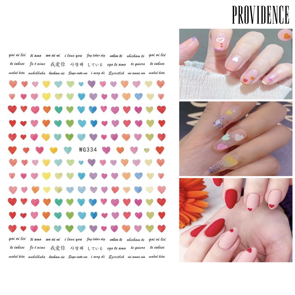 Stiker Perekat Kuku Desain Hati Bibir Merah Warna-Warni Dapat Dilepas Untuk Salon