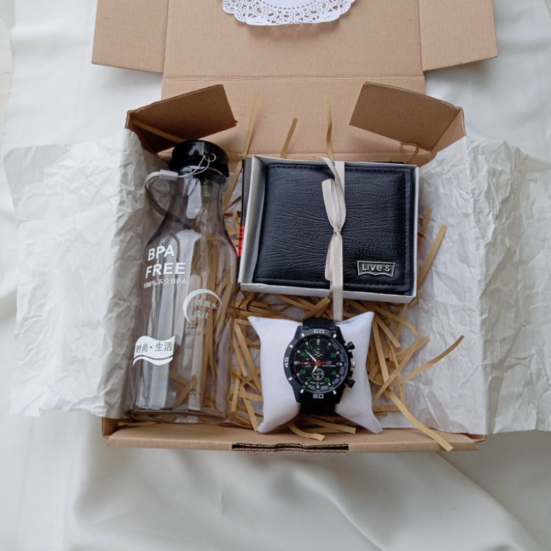 KADO ULANG TAHUN COWOK / HAMPERS BIRTHDAY COWOK / BOTOL TUMBLER DOMPET PRIA JAM TANGAN