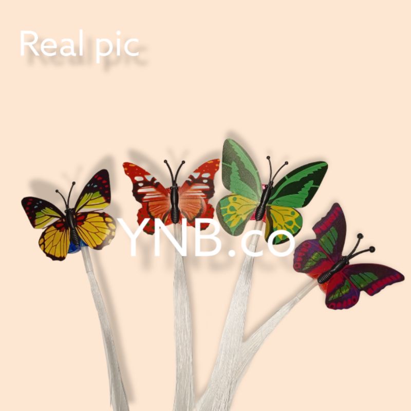 KLIP JEPIT RAMBUT BENTUK KUPU-KUPU FIBER OPTIK DENGAN LAMPU LED