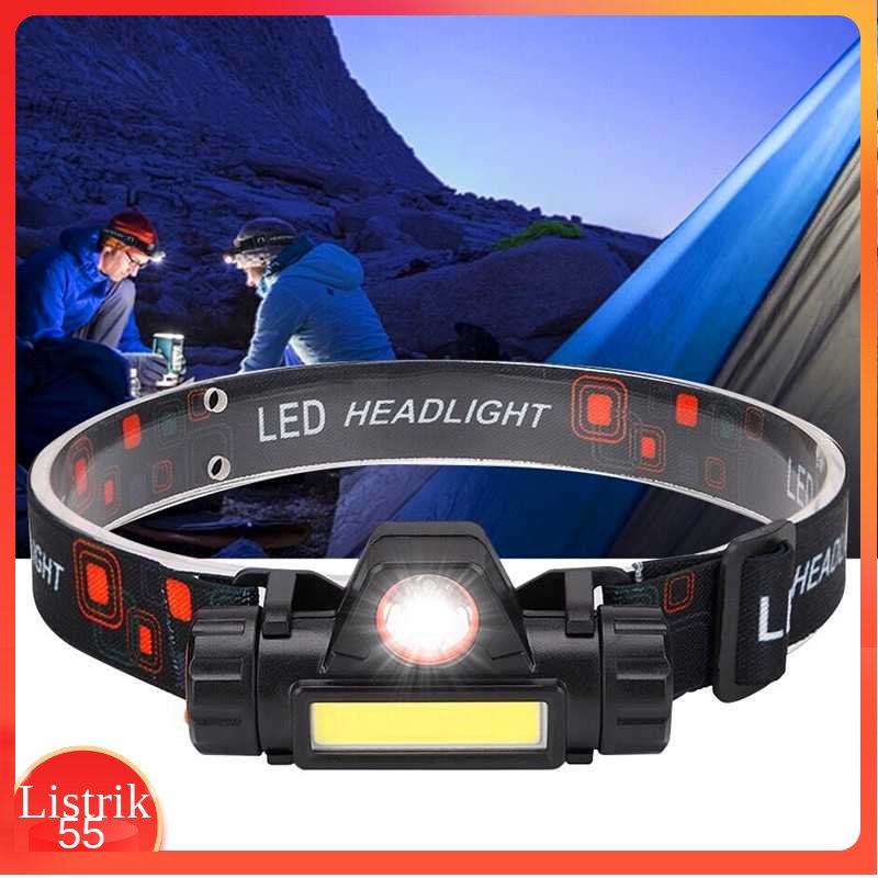 TaffLED Senter Kepala LED Headlight USB Rechargeable Q5 + COB - LE022